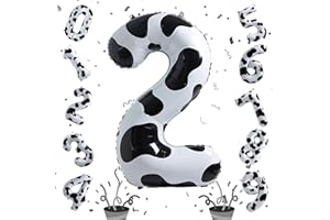 ISNDARE Kuh Deko Luftballon 2, 40 Zoll Helium Zahl 2 Luftballon Kinder Geburtstagsdeko, Folienballons Riesen Zahlen Ballon 2 für Mädchen Jungen Bauernhof Tierthema 2. Geburtstag Cowgirl Cowboy Party Deko