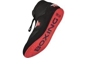 FISTRAGE FR FISTRAGE Leather Kick Boxing Shoes Fighting Sports Master Training Mesh Unisex Pro Men's and Youth Genuine Boot Light Weight | Black Color Boxing Shoes for Adults