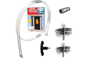 SHAFFER PRO - kit de ramonage poêle pellet 3 mètres - hérisson ramonage 80 mm 100 mm EASYFLEX [Ebook Offert à Télécharger poêle pellets granules] 6 cannes de ramonage flexible Adaptateur (3 Mètres)