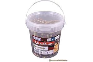 CON:P Secchiello Viti TPS Testa Piana Svasata, Zincatura Anti Corrosione Giallo, Misura 5 x 80 mm, Confezione 175 pezzi