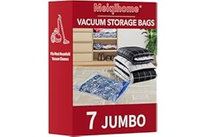 MEIQIHOME Vacuum Storage Bags 7 Jumbo, Space Saver Sealer Bags, Airtight Compression Bags for Clothes, Pillows, Comforters, Blankets, Bedding