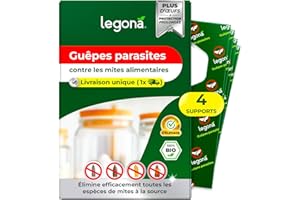 Legona Trichogrammes Anti Mites Alimentaires - 4 Cartes à 1 Livraison - Anti-Mites Naturel - Puissant Produit Contre Les Mites