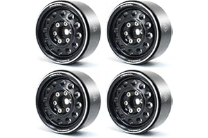 Treal Metal 1.9 Beadlock Wheel Rims 4pcs Vintage Design Wheel Hub for Wagon Wheel 1:10 RC Crawler -Type I (Black)