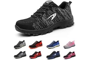 SNUGNAP Scarpe Antinfortunistiche Uomo Donna S3 Scarpe da Lavoro con Punta in Acciaio Leggere Traspiranti Sneaker Estive Scarpe Sportive di Sicurezza Nero Blu Grigio 35-48 EU