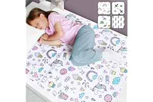 ‎HYGGE SUPPLIES Waterproof Bed Pad for Children, Single Bed, Cot, Baby Cot, Breathable, Washable Mattress Topper with Side Tucks for Incontinence, Mattress Protector, Unicorn