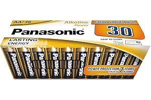 30 x Panasonic AA Batteries, Mignon, LR6, 1.5 V, Leak Protection, 7 Years Storage, Best for Remote Controls, Scales, Clocks, Durable and Reliable Energy