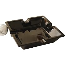 GERMANUS Cendrier à Cigares En Bois Noir - 3 Supports Intégrés, Bac Amovible