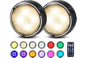 ONUMII Veilleuse à pile, RGBW Lampe LED sans fil, Lampe Spot LED, Lampe d'armoire pour pour Penderie/Placard Étagère/Entrée/Cuisine/Passage [Lot de 2 Noir]