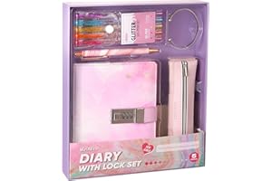 JIALILI Geheimes Tagebuch mit Schloss für Mädchen, 256 Seiten Schließen Tagebuch mit Stift, Zeitschriften Set für Teen-Mädchen, Geburtstagsgeschenkeideen für Mädchen im Alter von 8-12(Rosa Violett Aquarell)