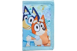 WILLIAM LAMB Bluey Kids’ Trifold Wallet – Durable & Lightweight Bluey and Bingo Themed Wallet with Velcro Closure – Perfect for Boys & Girls