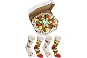 Rainbow Socks - Kobieta Mężczyzna Skarpetki Prezent Pizza Wegetariańska - 4 Pary