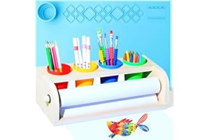 Arfetigo Kids' Tabletop Paper Roll Dispenser, Kids Art Easel, Easel for Kids, Kid's Desktop Painting Set, Table Premium Set (Blue)
