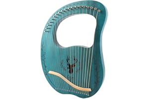 Leier Harfe,KOCAN 19-saitiges hölzernes Lyra-Harfen-Resonanzkasten-Saiteninstrument mit Stimmschlüssel,3 Plektren,Aufkleber,zusätzlicher Satz Saiten