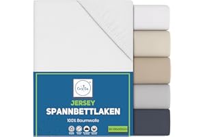 ‎COZITA Cozita Basics Fitted Sheet 90 x 200 cm - 100% Cotton Jersey Bed Sheet, Oeko-Tex Certified, Up to 25 cm Mattress Height - White