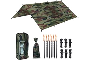 TOP LANDER Impermeable Toldo de Refugio Portabilidad Ligera Tienda de Campaña Hamaca para Picnic Pesca, Camping, Senderismo (3x3m, Camo)