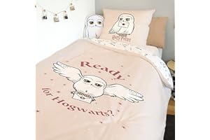 SAHINLER CRÉATEUR D'UNIVERS Warner - Funda nórdica Harry Potter Hedwige 140 x 200 cm + 1 funda de almohada de 63 x 63 cm, 100% algodón, color crudo