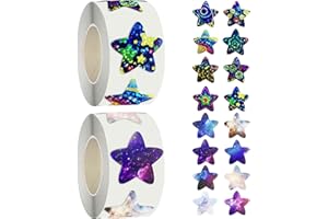 ZBHDEYG 2 rolki brokatowych naklejek z gwiazdkami dla dzieci, naklejki z nagrodą gwiazdową, 2,5 cm, duże odblaskowe naklejki z gwiazdkami, magiczne naklejki z nagrodą, naklejki motywacyjne, artykuły
