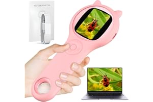 MILGEOL Milgeo Kids Microscope, Toy for Ages 2+ 2 Million Pixels, Portable Pocket Microscope, Adjustable LED Light, Can Take Photos and Videos, Kids Gift (Brown)