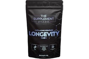 THE SUPPLEMENT STACK Longevity - Anti-Aging NAD+ Supplement with Nicotinamide Riboside, Glycine, NAC, Trans-Resveratrol, Pterostilbene, Fisetin & Vitamin D3/K2 for Cellular Health, Energy, and Vitality – Premium Formula