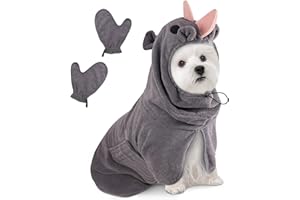 Peignoir pour Chien en Microfibre, Bibykivn Serviette pour Chien Super Absorbante, Lavable Serviette pour Animaux Peignoir de Bain, Réglable Peignoir pour Douche Natation (Gris Rose, S)