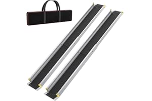 ‎FIVMEN FIVMEN 2X Rollstuhlrampe Teleskop 91-153 cm Aluminium Rampe Rollstuhl Tragfähigkeit 300 kg Teleskoprampe Auffahrrampe Laderampe Verstellbare Tragbare für Rollstühle & Scooter