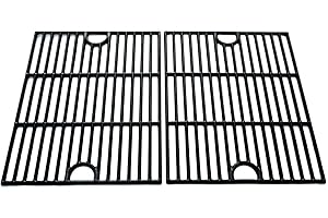 WELL GRILL Cast Iron BBQ Grill Grate Cooking Grid Rack Replacement Parts for Weber Spirit S320, Kenmore, Uniflame, Nexgrill and other Gas Grill Models (2-Pack)