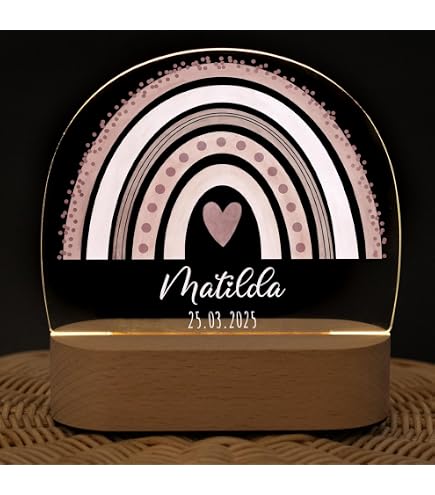 Personalisiertes LED Nachtlicht Für Kinder – Mit Namen, Blumenkranz-Design, USB-Betrieb