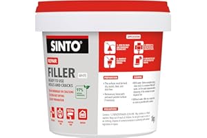SINTO - Enduit Rebouchage Trous et Fissures - Prêt à l'Emploi - 97% d'Ingrédients d'Origine Naturelle -Séchage Rapide - Sans Retrait Ni Fissure -Usage Intérieur - Technique Professionnelle - 1kg