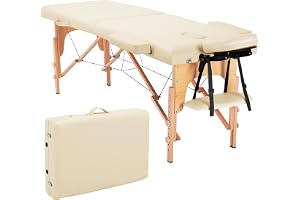 Yaheetech Vikbar massagesäng 2 zoner höjdjusterbart massagebord massagebänk massagesäng med nackstöd och armstöd krämvit