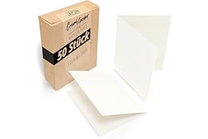 ‎JAPUN Japun - 50er Set blanko Falt-Karten - Klapp-Karten zum gestalten, beschriften oder bedrucken - DIN A6 - weiß