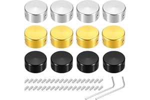 QUARKZMAN 12 Stück Gitarren Fußschalter Abdeckungen 10mm ID 24mm OD Aluminiumlegierung Effektpedal für E-Gitarre Footswitch Kappe Tasten Silber, Gold, Schwarz