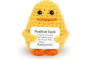 VSPEK Positive Anatroccolo,Positiva Divertente Bambole Supporto Emotivo Motivazionale con Biglietto Positivo Decorazioni Tessute a Mano all'uncinetto Regalo per Amici Familiari Paziente Compleanno Natale