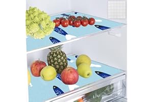 BABYFOND 9 Stück Kühlschrank-Einlagen, waschbare Kühlschrank-Regaleinlagen, rutschfeste Kühlschrank-Matten, kann zugeschnitten werden, Schrankeinsatz für Küchenhelfer, 45x30 cm (Fisch)