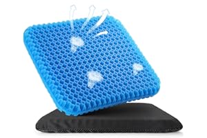 HASA ZONE Gel Seat Cushion, 5cm Double Thicker Breathable Gel Seat Cushion for Wheelchair Cool Seat Cushion Honeycomb Design, Lumbar Support Chair Cushion With Non-Slip Cover For Home Office Car