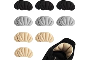 KAHOUI 9 pares de almohadillas de talón para reparación de talones de zapatos, autoadhesivas, almohadillas de talón gruesas para zapatos demasiado grandes, almohadillas antideslizantes para protección del