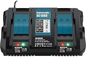 Bonadget 6A Dual Fast Battery Charger Compatible with makita 14.4V-18V BL1830 BL1840 BL1850 BL1860 etc Li-ion LXT Compact Battery, Replace for DC18RD DC18RC DC18SF DC18RA DC18RF