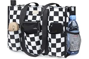 TOPDesign Praktische wasserdichte Tragetasche mit 13 Außen- und Innentaschen, Reißverschluss oben und dickem Stützboden