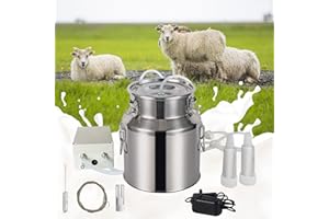 KARDOR Electric Milking Machine for Goat Sheep,3L/7L/14LStainless Steel Milker Machine with 2 Teat Cups,Portable Pulsation Vacuum Pump,Automatic Stop Equipment for Sheep Livestock Home Farm(For Sheep 14L)