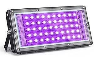 GKT 50W Foco de Luz Negra, Lámpara UV, 385-400 nm, ideal para Halloween, Navidad, Fiestas Fluorescentes, Curado de Resina UV y Exhibición de Vidrio de Uranio