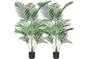 ‎FOPAMTRI Fopamtri Artificial Areca Palm Tree 140 cm Artificial Palm Tree 15 Branches Indoor Outdoor Modern Decoration Faux Plant Pot Family Housewarming Gift (Pack of 2)
