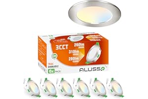 ALUSSO Foco Empotrable LED Regulable 230V Slim Flat, 4W 310 Lúmenes Blanco Cálido Blanco Neutro Blanco Frío, IP44 Focos De Techo a Prueba De Salpicaduras Para Baños, Salones, Juego De 6