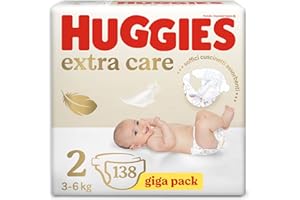 Huggies Extra Care Pieluszki, Rozmiar 2 (3-6 kg)