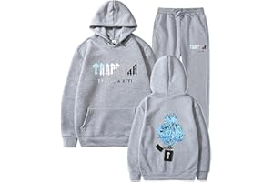 FUXINGHUAYA 2 Piezas Trapstar Chándal Hombre Conjunto Chandal Trapstar Hombre con ImpresióN De Logotipo Sudadera Mujer con Capucha Unisexo Pantalones Otoño Invierno Sudadera Streetwear