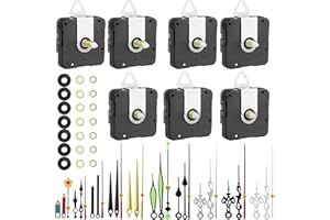 EEEKit 7 Stücke Uhrwerk für Wanduhr, Uhrwerke mit 10 Satz Zeiger Hoch Drehmoment Langer Und Kurzer Welle, Quarz Lautlos Uhrwerk für Bewegung Ersatz (13/15/22mm Welle)