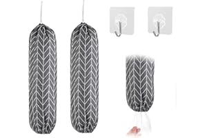 DACATOOW 2Pcs Carrier Bag Storage, Plastic Bag Holder,Carrier Bag Holder, Washable Plastic Bag Dispenser, Reusable Shopping Bag Trash Bag, for Home Kitchen Cabinet (Grey)