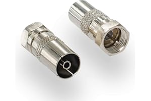 HB-DIGITAL SAT Adapter antenowy: F męski (złącze satelitarne DVB-S/S2 męskie) do IEC żeński (złącze telewizji kablowej DVB-C, naziemnej DVB-T2 żeńskie) Złącze koncentryczne TV niklowane