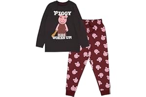 Popgear Piggy Has Woken Up Boys Long Pyjamas Set Burgundy/Black Juego de Pijama para Niños