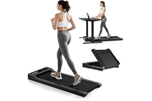 FlexiSpot Tapis de Marche jusqu'à 120 kg, Walking Pad 1-6 km/h, avec Affichage LED, Tapis de Course avec Poulies et télécommande, Compact pour la Maison et Le Bureau(Black)