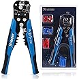 X-COTEC Wire Stripper Automatic with 60PCS Terminals, 3-in-1 Cable Stripper, Wire Cutter, Terminal Crimper, 22-10AWG (0.5-6 mm) Professional Electrician Wire Stripping Pliers Self Adjusting