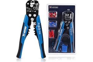 X-COTEC Spellacavi Elettrici Automatica Pinza Spelafili Elettricista, Spelafili 3 in 1, Tagliafili, Morsetti, 22-10 AWG (0.5-6 mm²) Professionale Attrezzi Elettricista Pinza Crimpatrice